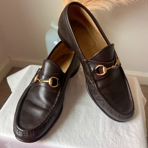 Gucci Men’s Brown Leather Horsebit Loafers | Size 11D - Picture 2 of 14